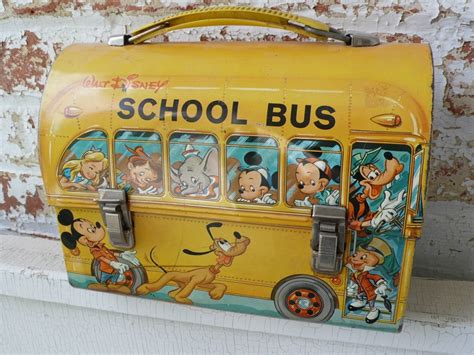 disney school bus metal lunch box 1970's|old Disney lunch boxes.